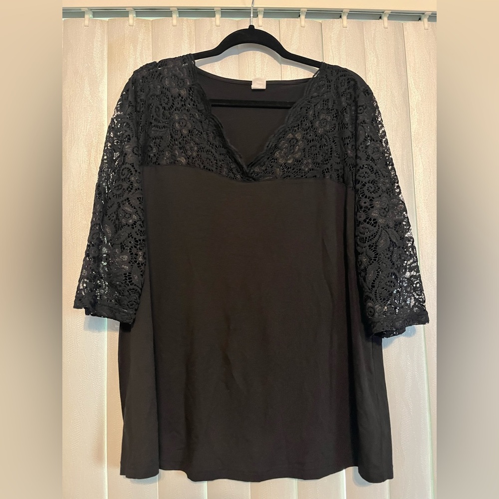 Elegant Black Lace Sleeve Top